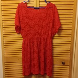 Coral lacy short dress